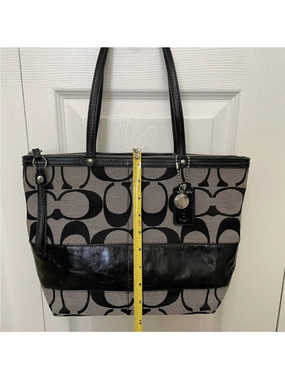 Coach Signature Canvas Tote in Black and Gray - Picture 11 of 13